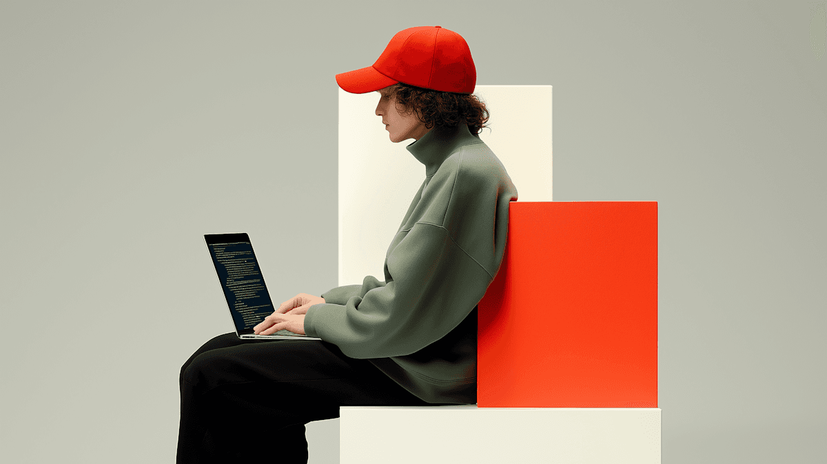 Person coding on laptop